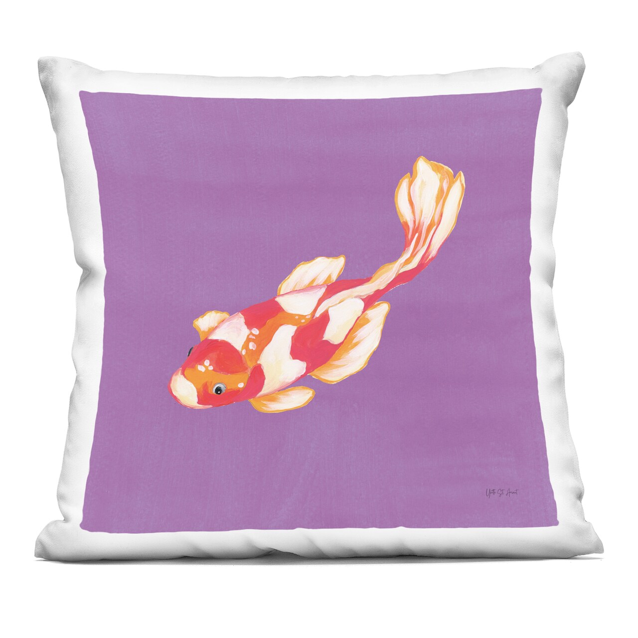 Stupell Industries Colorful Koi on Purple Decorative Printed Throw Pillow design by Yvette St. Amant, 18 x 7 x 18
